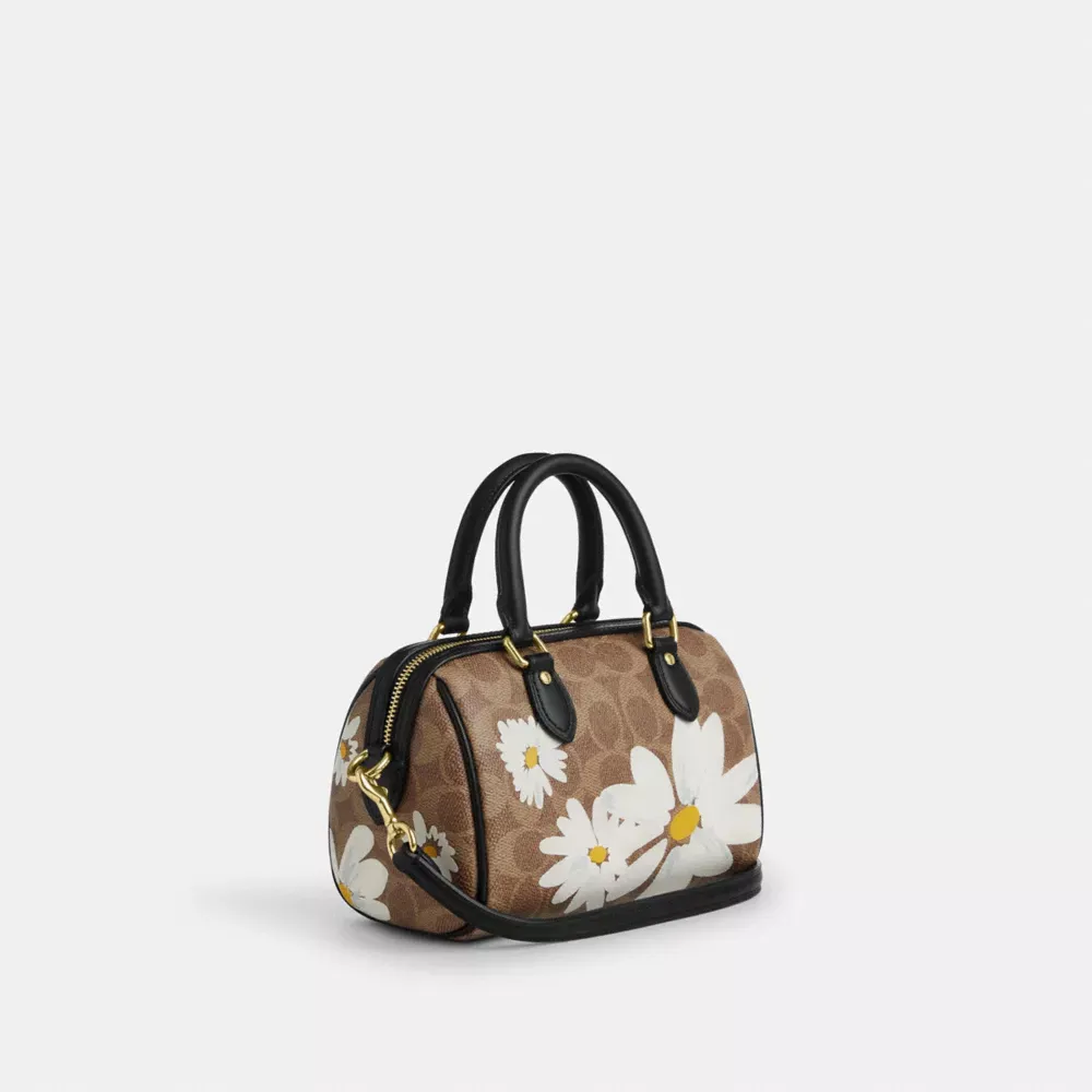 Mini Rowan Crossbody Bag In Signature Canvas With Floral Print