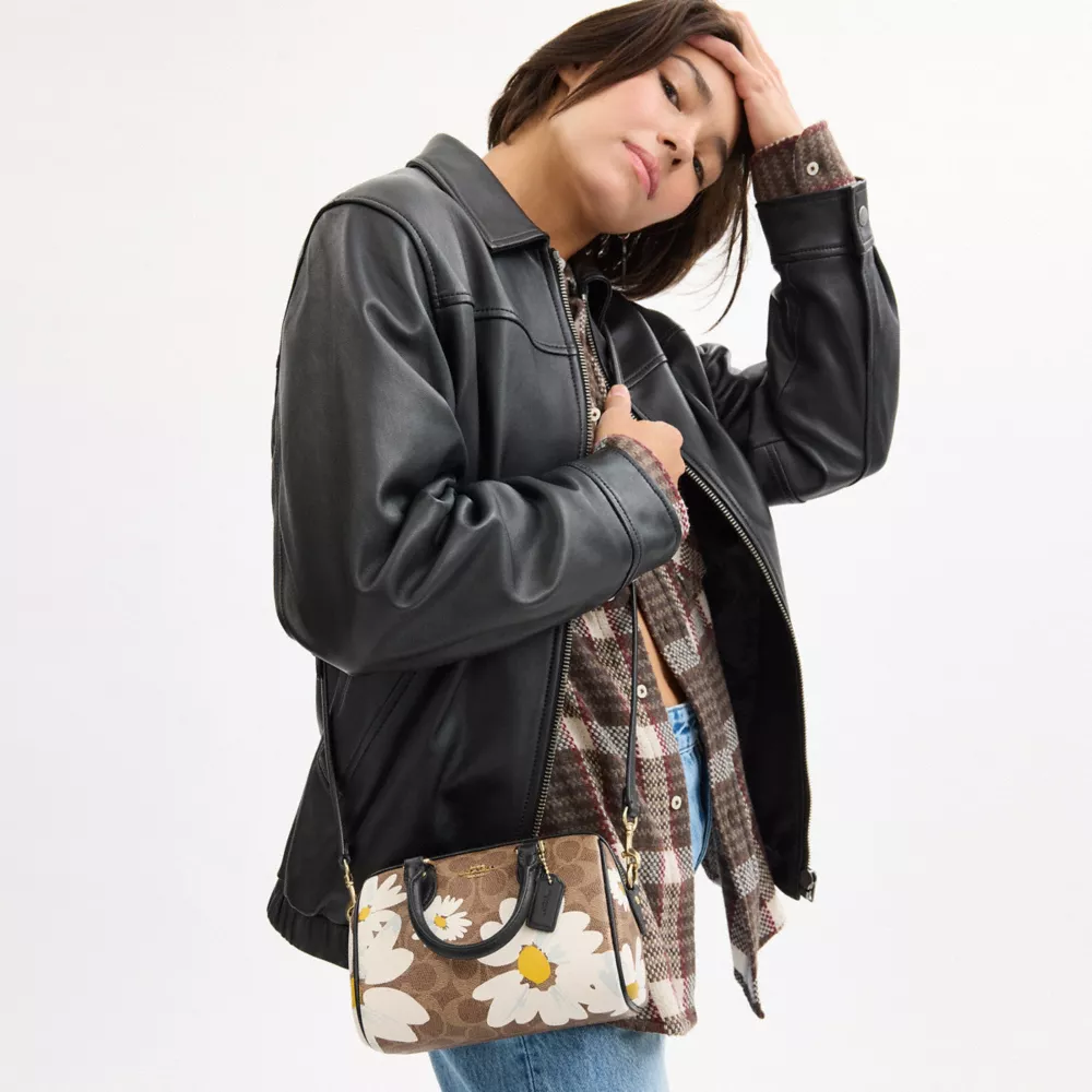 Mini Rowan Crossbody Bag In Signature Canvas With Floral Print