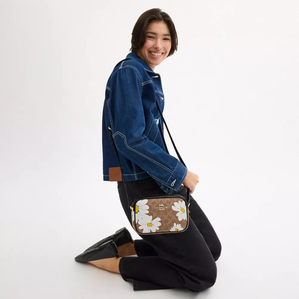 Mini Jamie Camera Bag In Signature Canvas With Floral Print