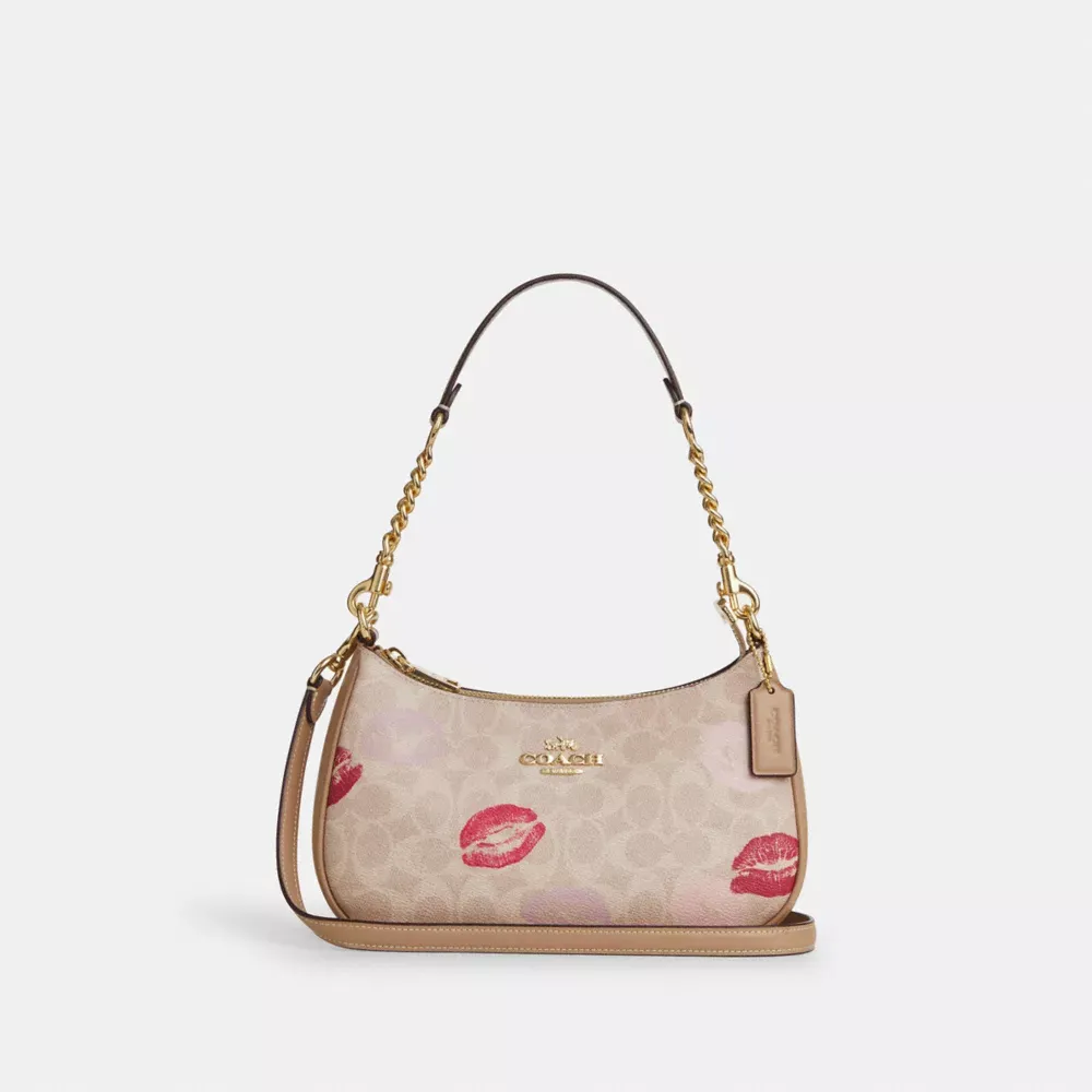 Teri Shoulder Bag In Signature Canvas With Lips Print
