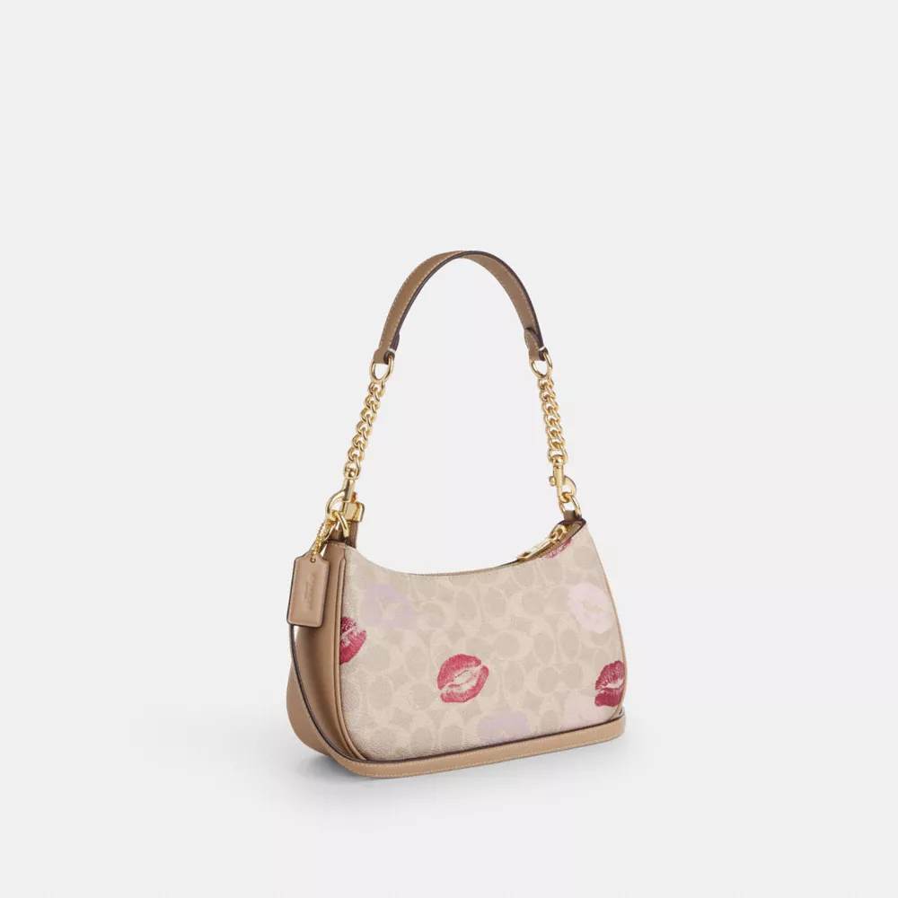 Teri Shoulder Bag In Signature Canvas With Lips Print