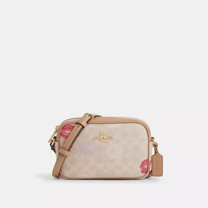 Mini Jamie Camera Bag In Signature Canvas With Lips Print