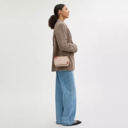 Mini Jamie Camera Bag In Signature Canvas With Lips Print