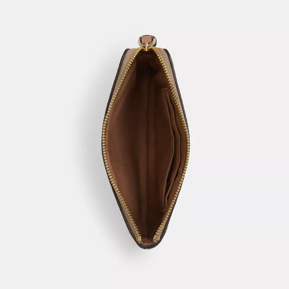 Corner Zip Wristlet In Signature Canvas With Lips Print