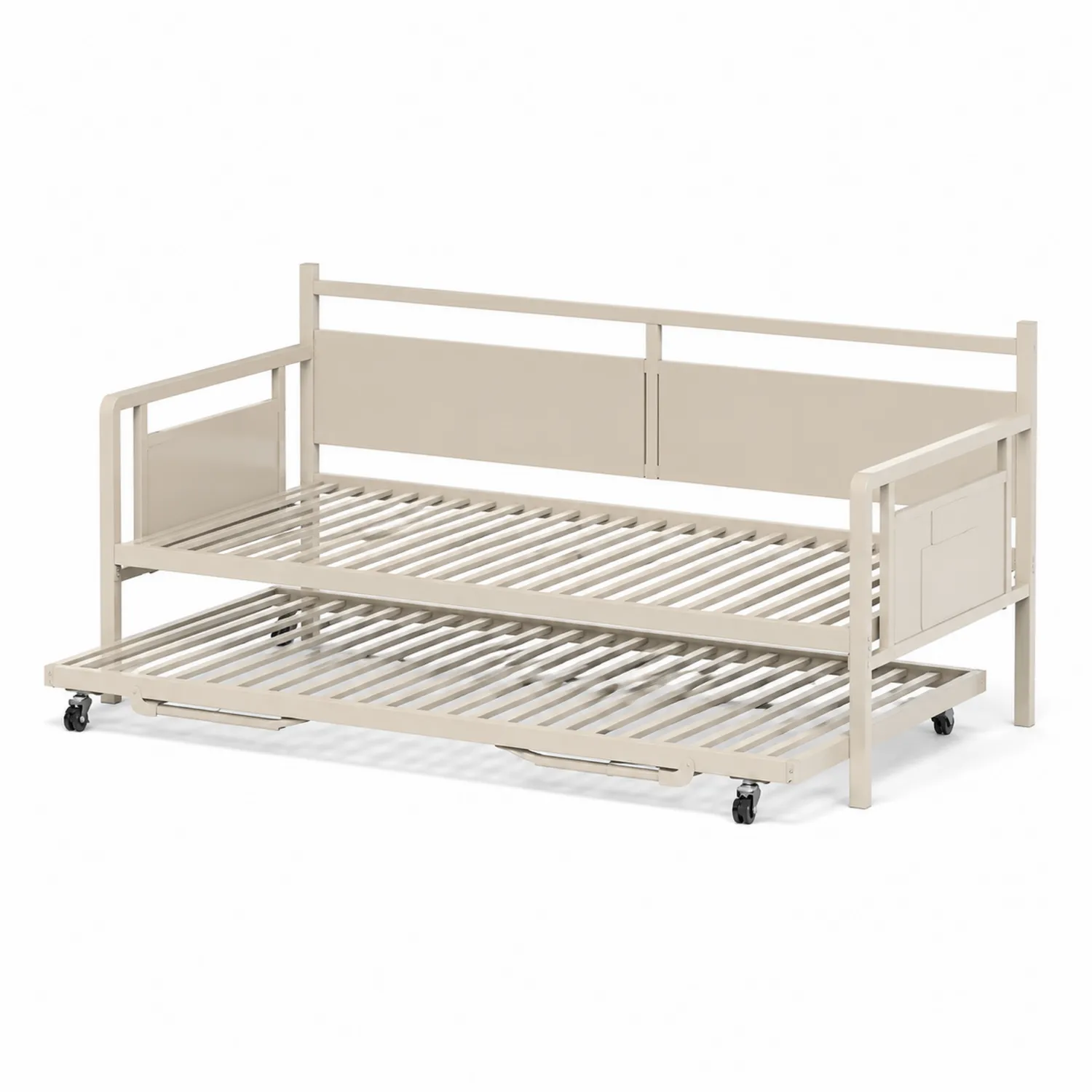 Tagesbett mit Ausziehbett aus Metall Beige