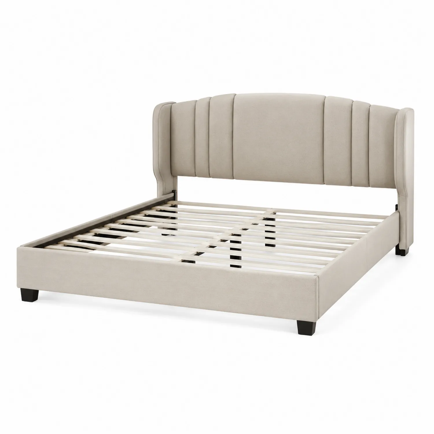 Polsterbett mit Kunstlederbezug 200x160cm Beige