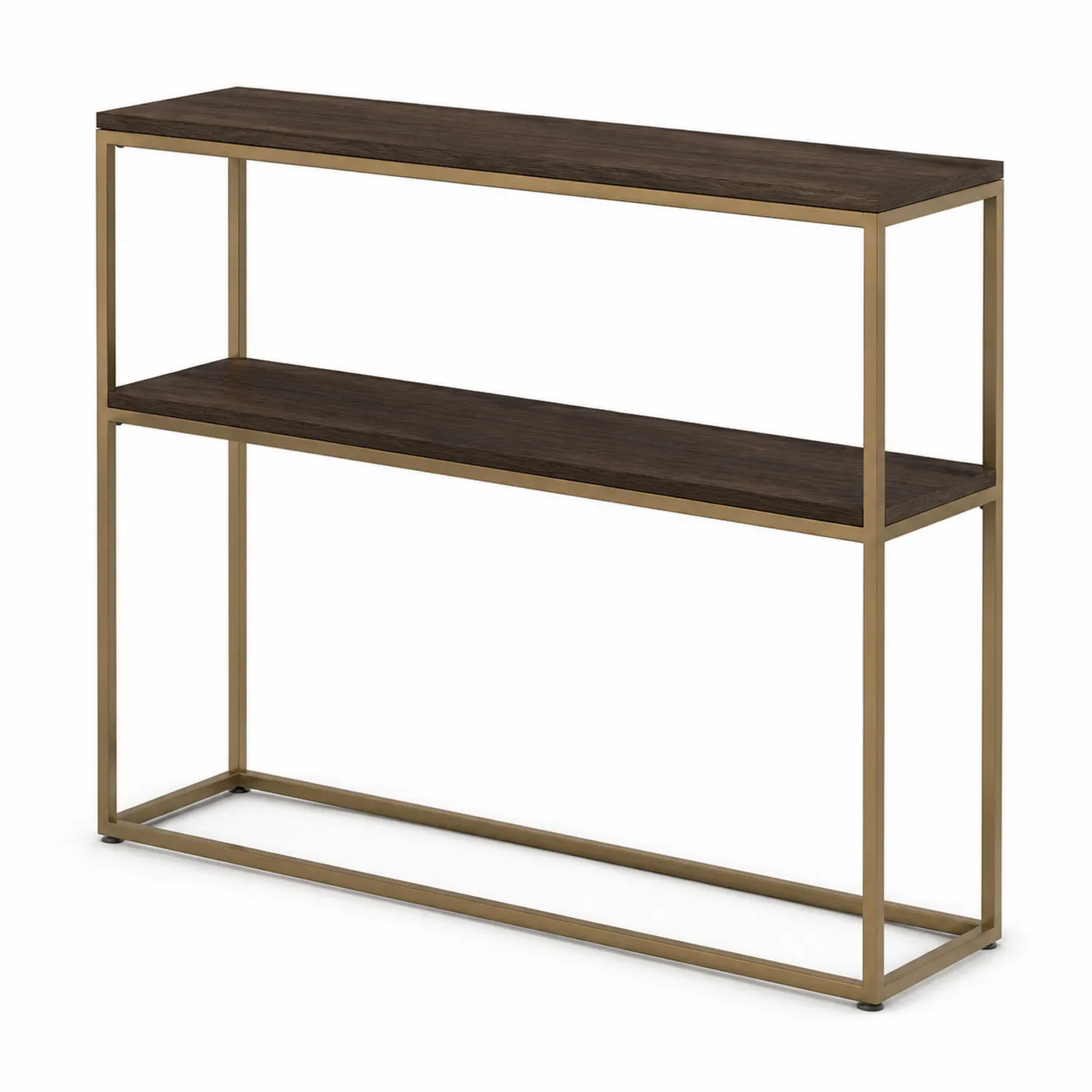 Konsolentisch Massivholzplatte Stahlrahmen Braun/Gold