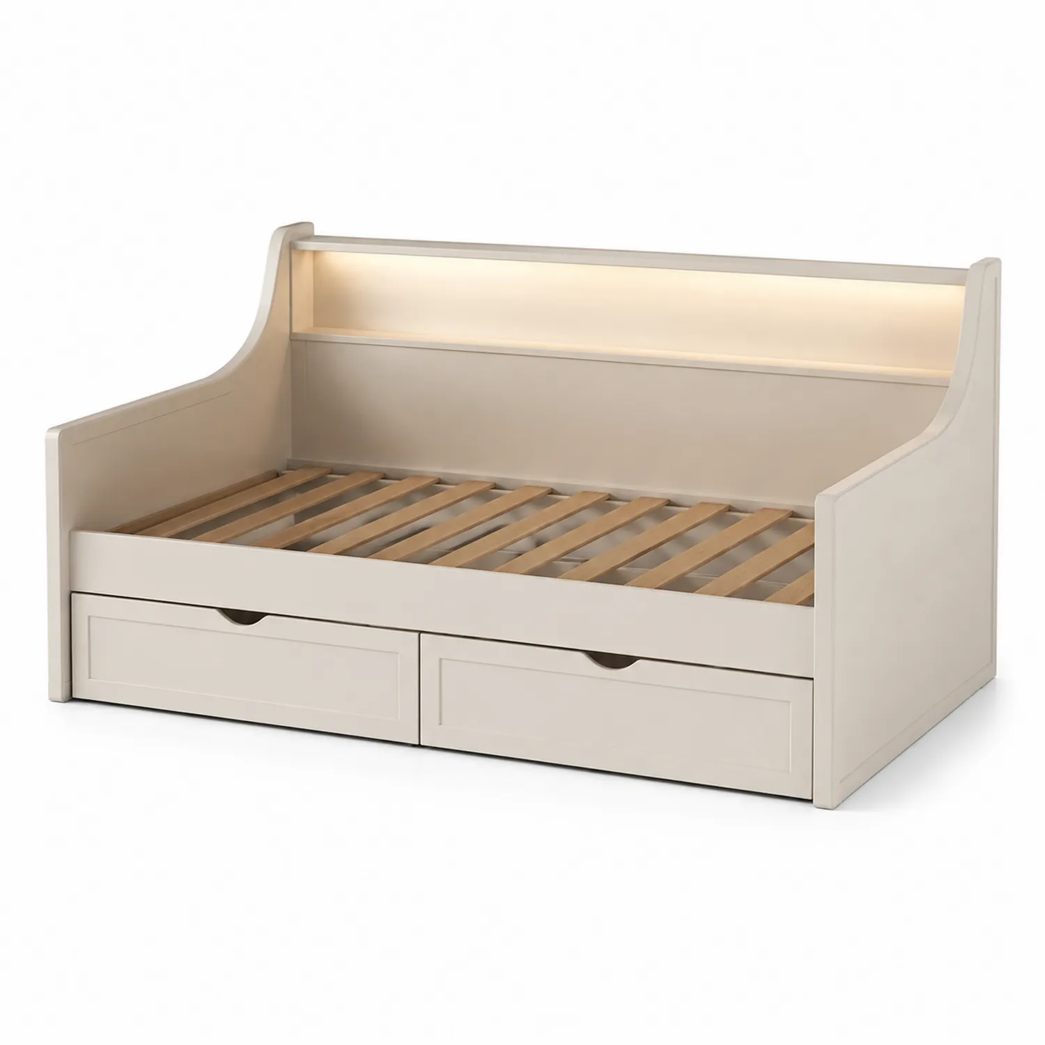 Holztagesbett mit LED und Stauraum 200x90 cm Weiß