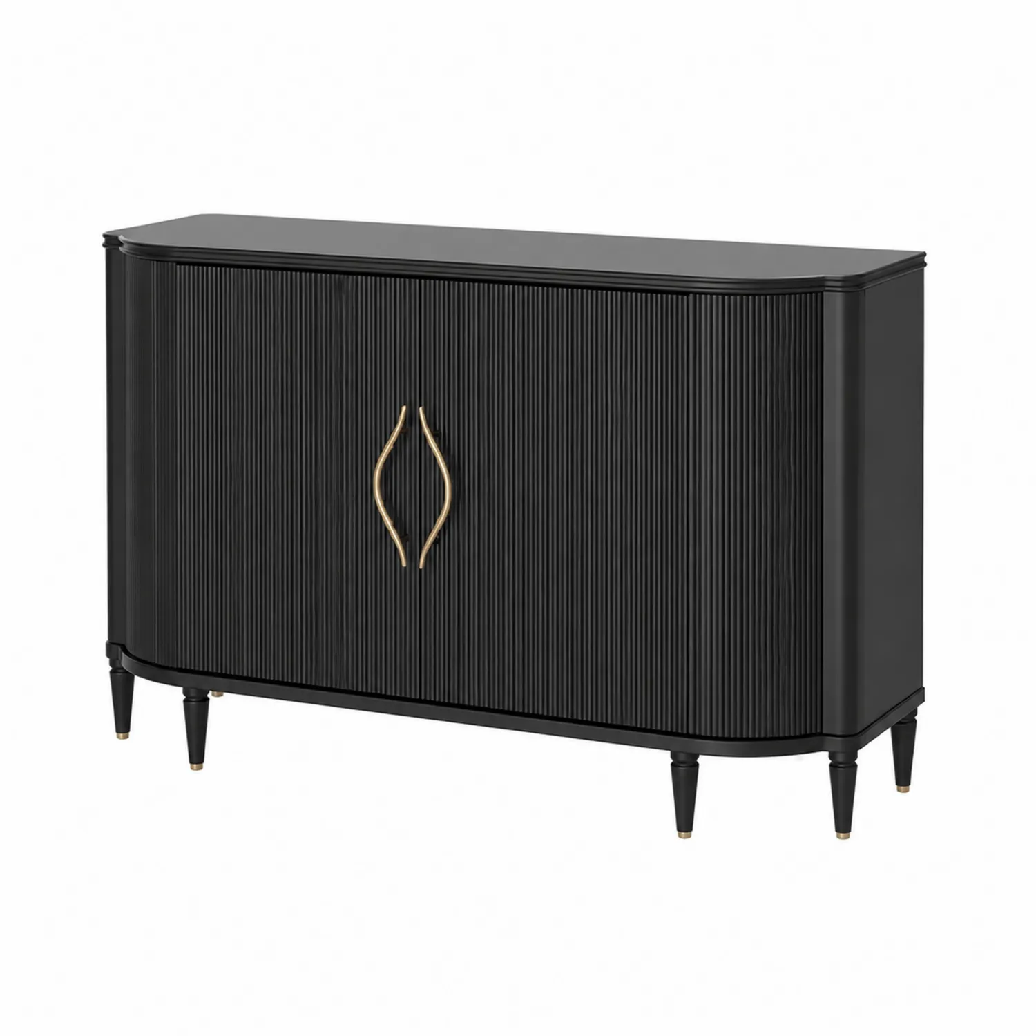 Sideboard MDF Schwarz mit Metallgriffen