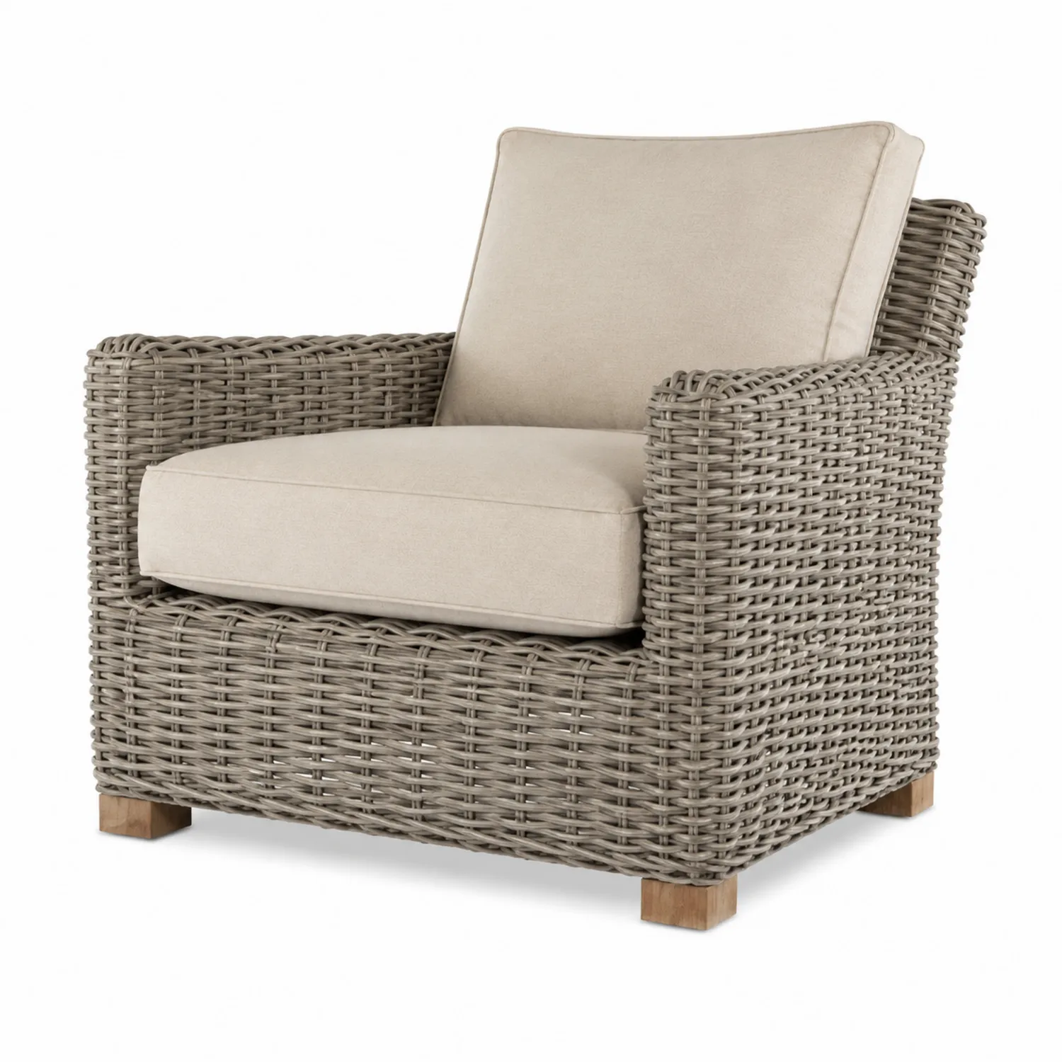 Outdoor-Clubstuhl Aluminium Rattan Grau Beige Kissen
