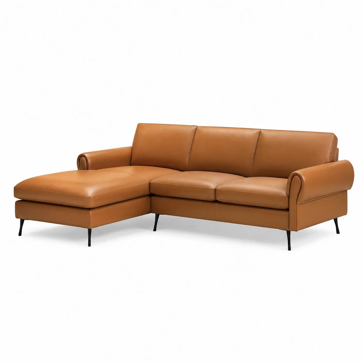 Ecksofa aus PU-Leder, 285 cm, Braun