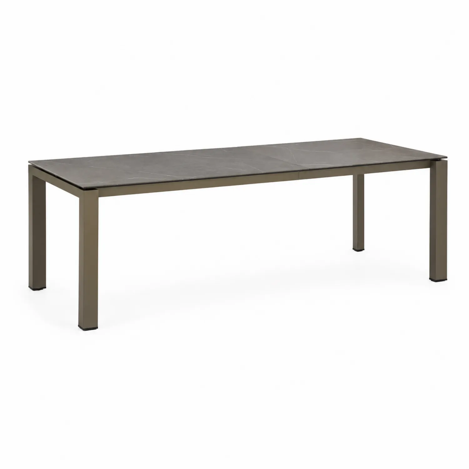 Rechteckiger Gartentisch aus Aluminium mit Keramikplatte Grau