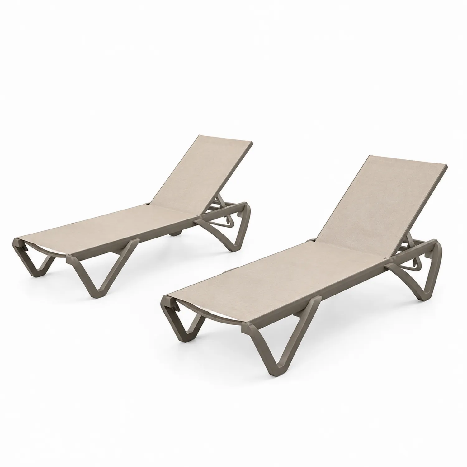 Set aus 2 Sonnenliegen Kunststoff Textilene Beige verstellbar