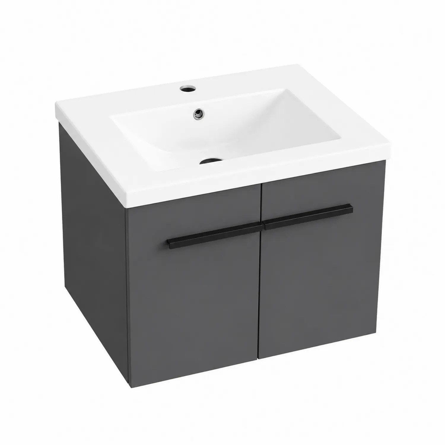 Wandmontierter Waschtisch Keramik 60cm Grau