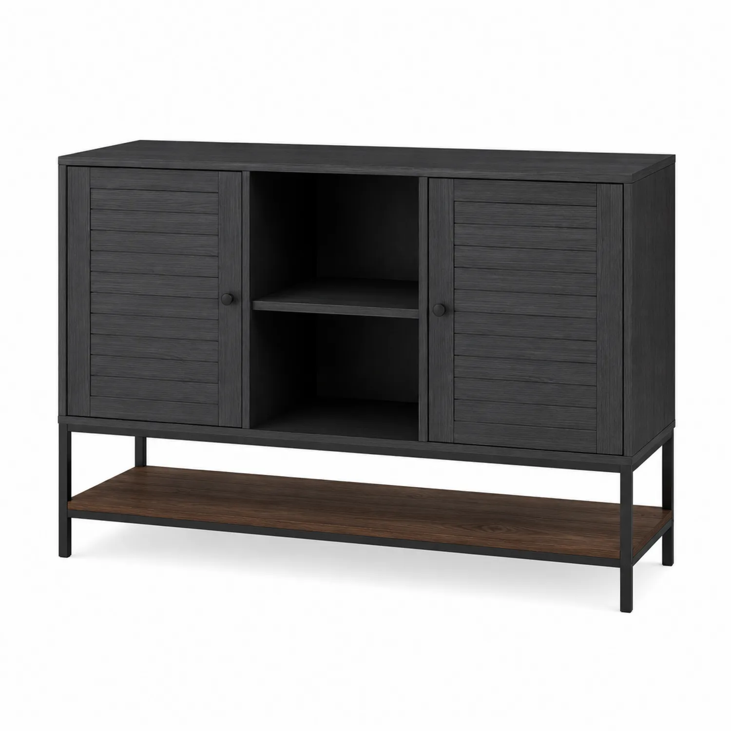 Buffetschrank Holz und Metall 120cm Schwarz/Braun