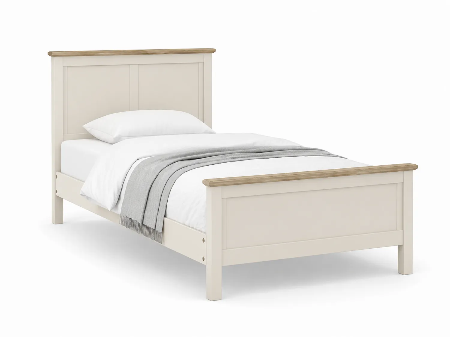 Einzelbett aus Holz mit Eichenfurnier 90x200 cm Beige