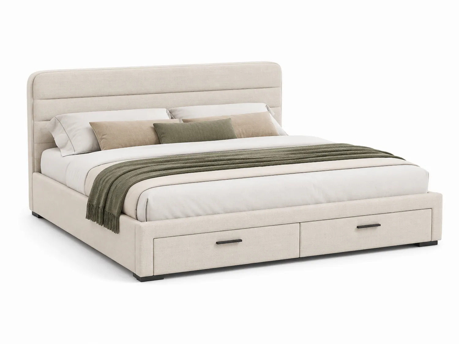 Beiges Polsterbett mit Stauraum aus Polyester 200x160 cm
