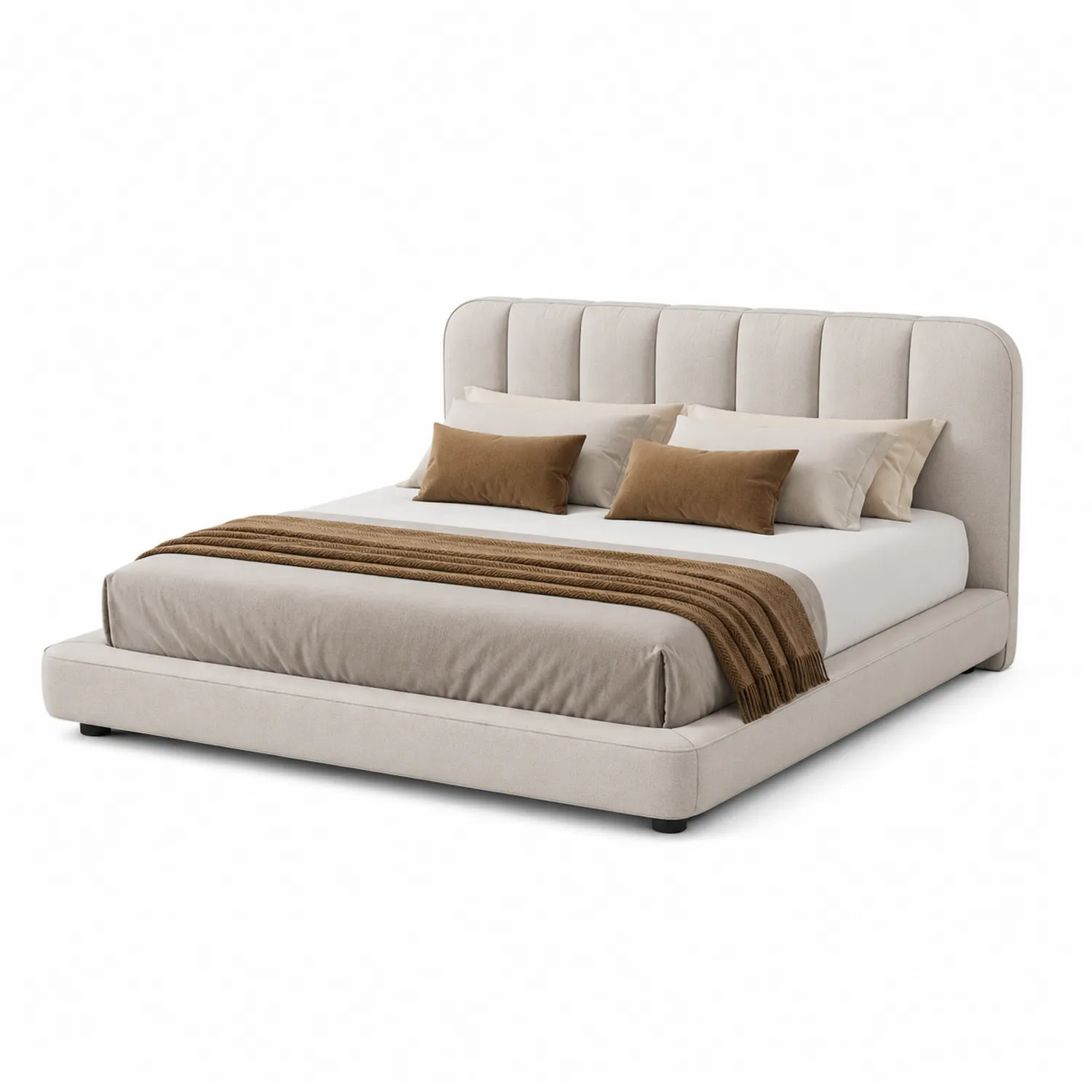 Polsterbett mit Kopfteil 200x180 cm Beige