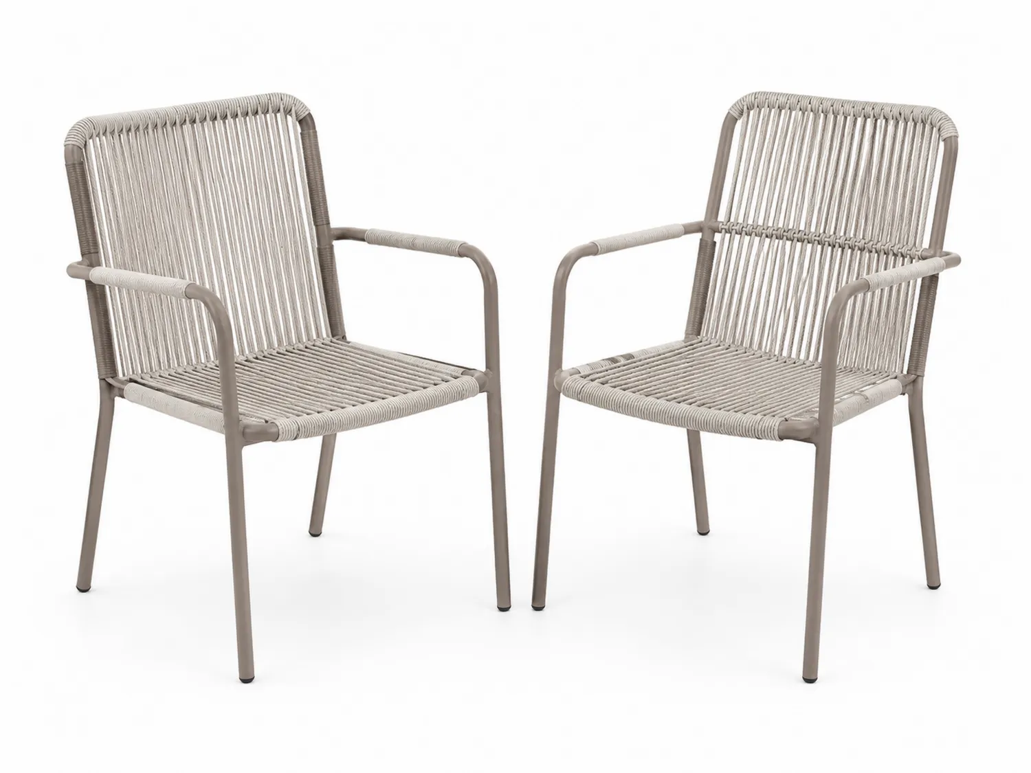 Garten-Esszimmerstuhl Set aus Aluminium und synthetischem Seil Beige