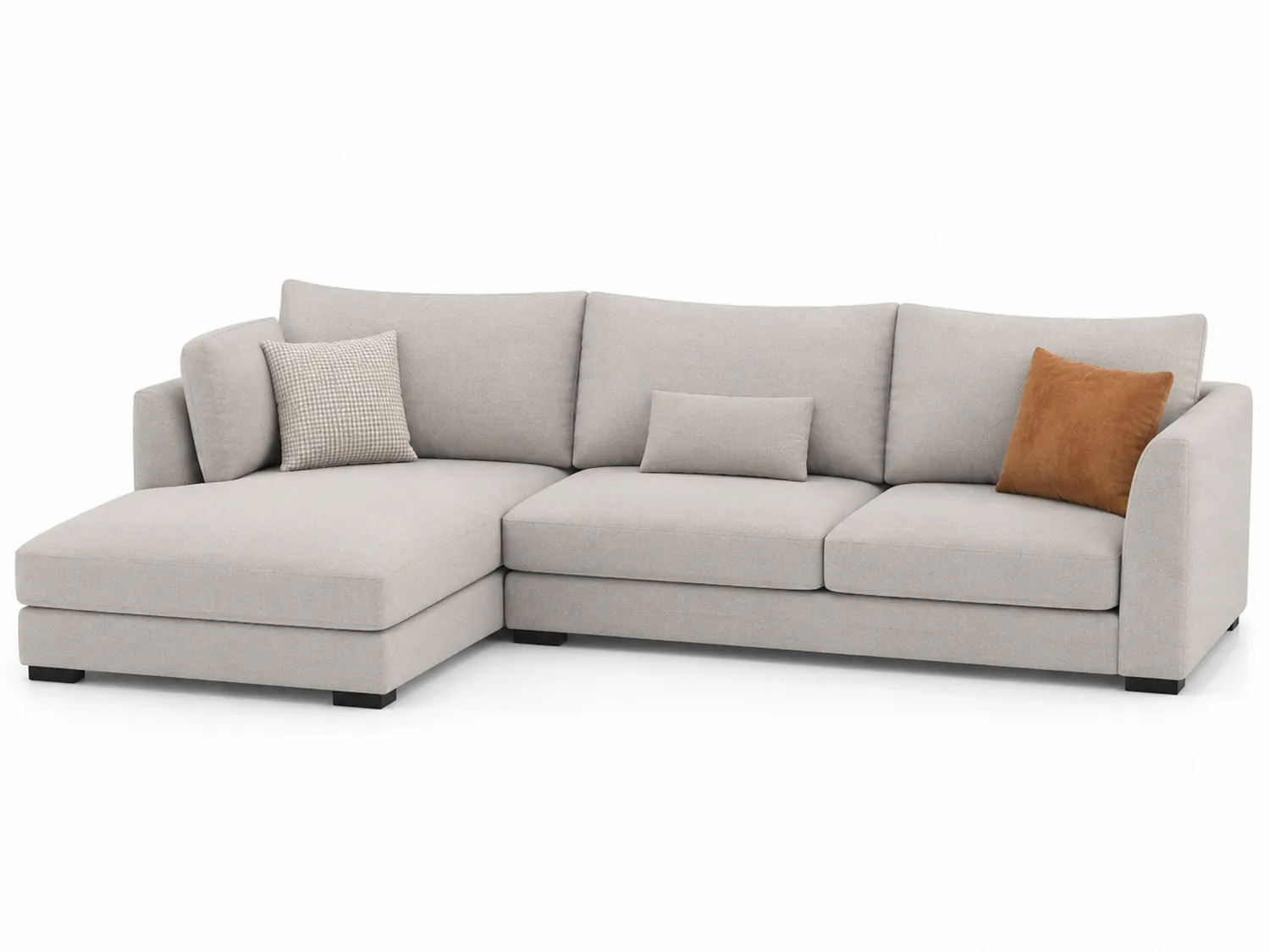 Ecksofa Stoff Beige mit Zierkissen