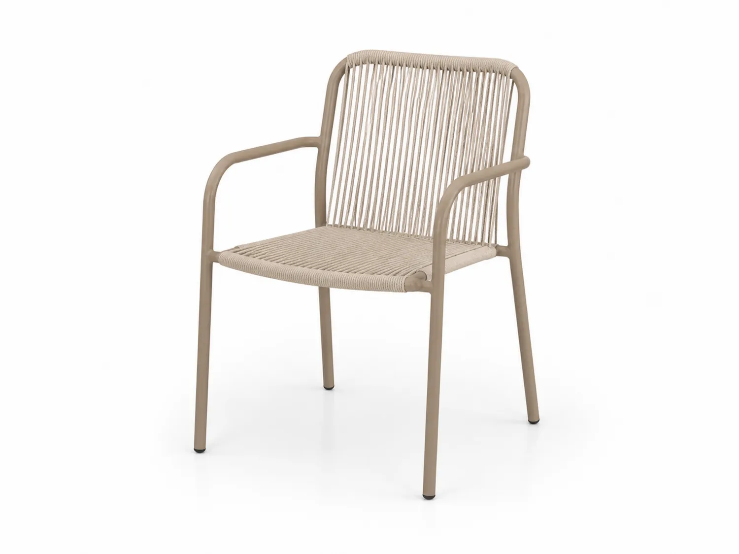 Essstuhl aus Aluminium mit Polyesterseil Beige