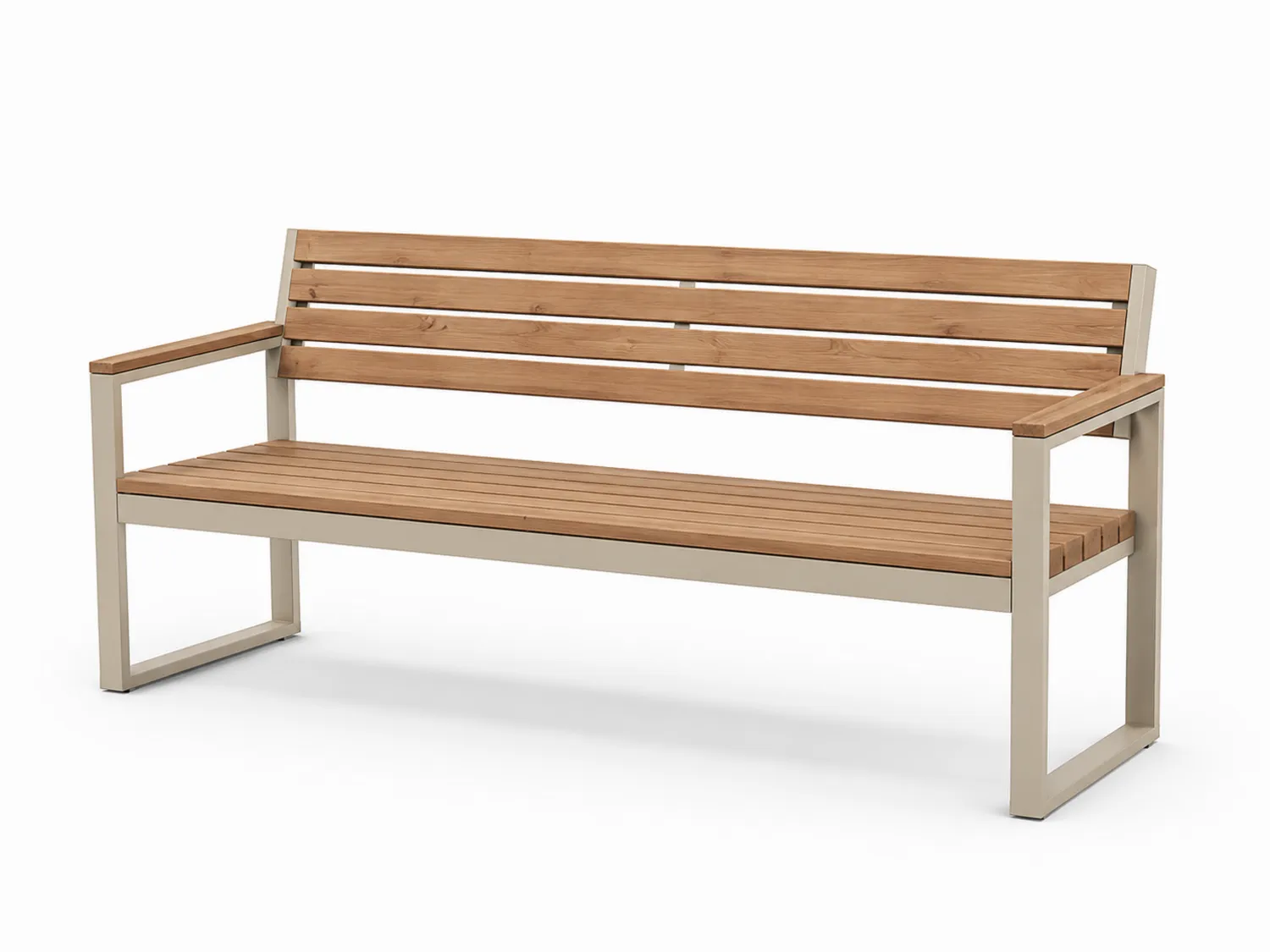 Gartenbank aus Holz und Metall 150 cm Natur/Beige