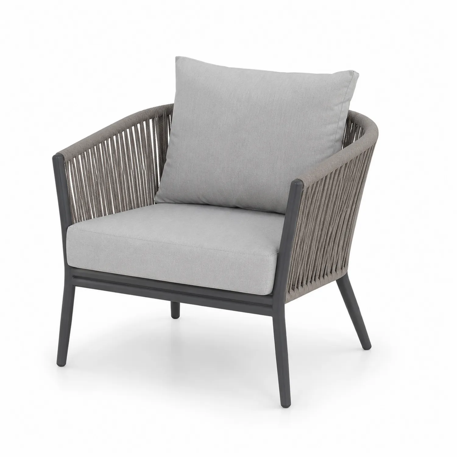 Outdoor-Sessel Aluminium mit Seilgeflecht Grau