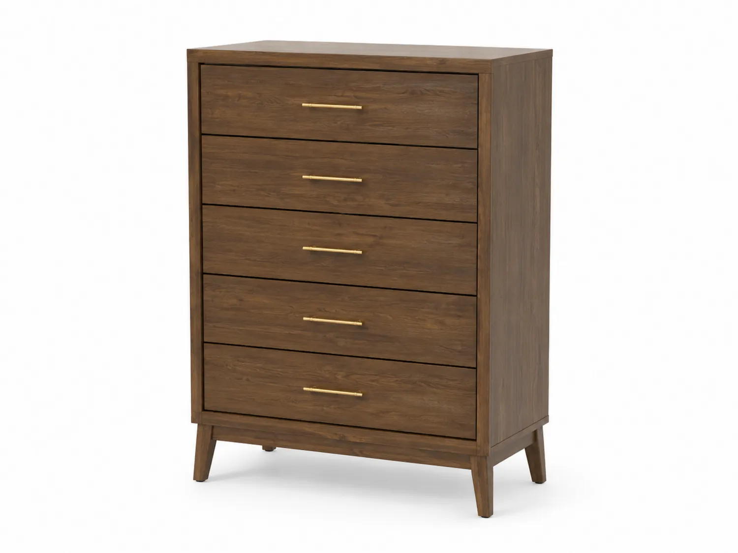 Holzkommode mit 5 Schubladen Eichenholz Braun