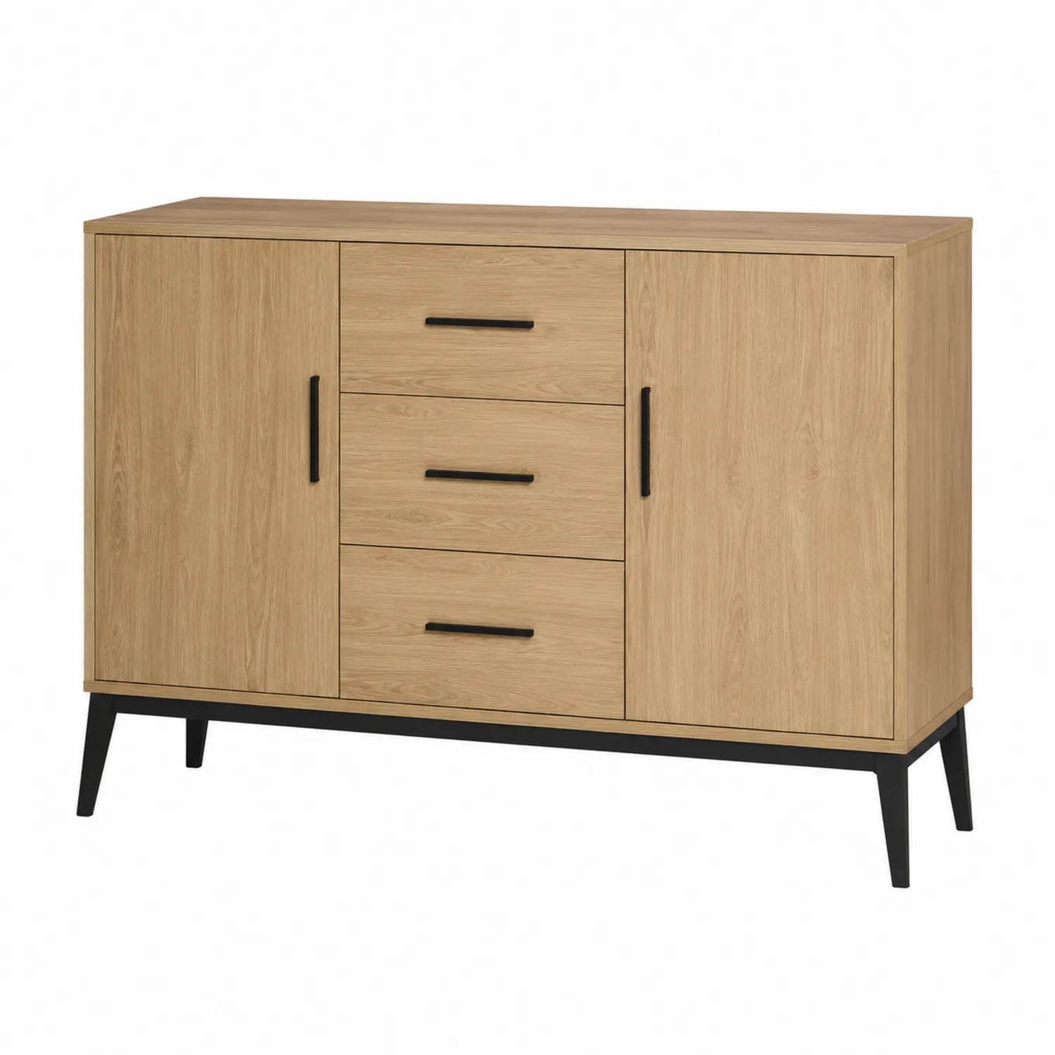 Sideboard Holzfurnier Eiche Schwarz 150x40x85 cm