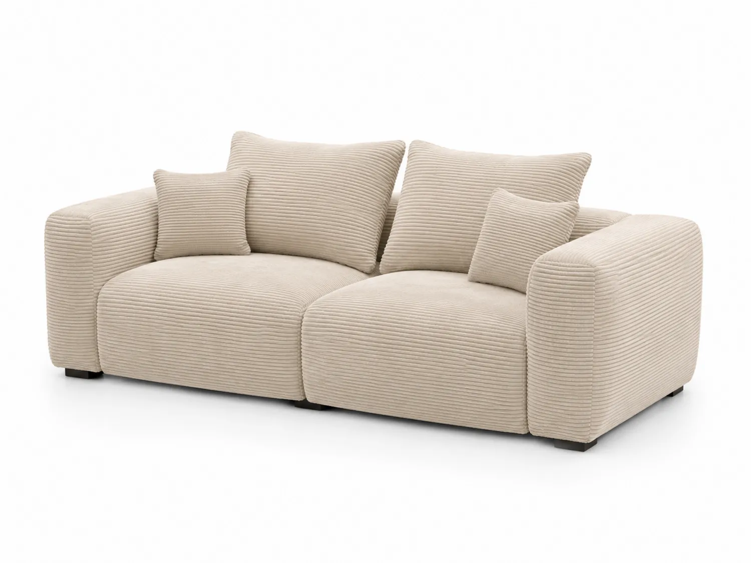 Sofa aus Kordsamt Beige Zwei-Sitzer mit Kissen