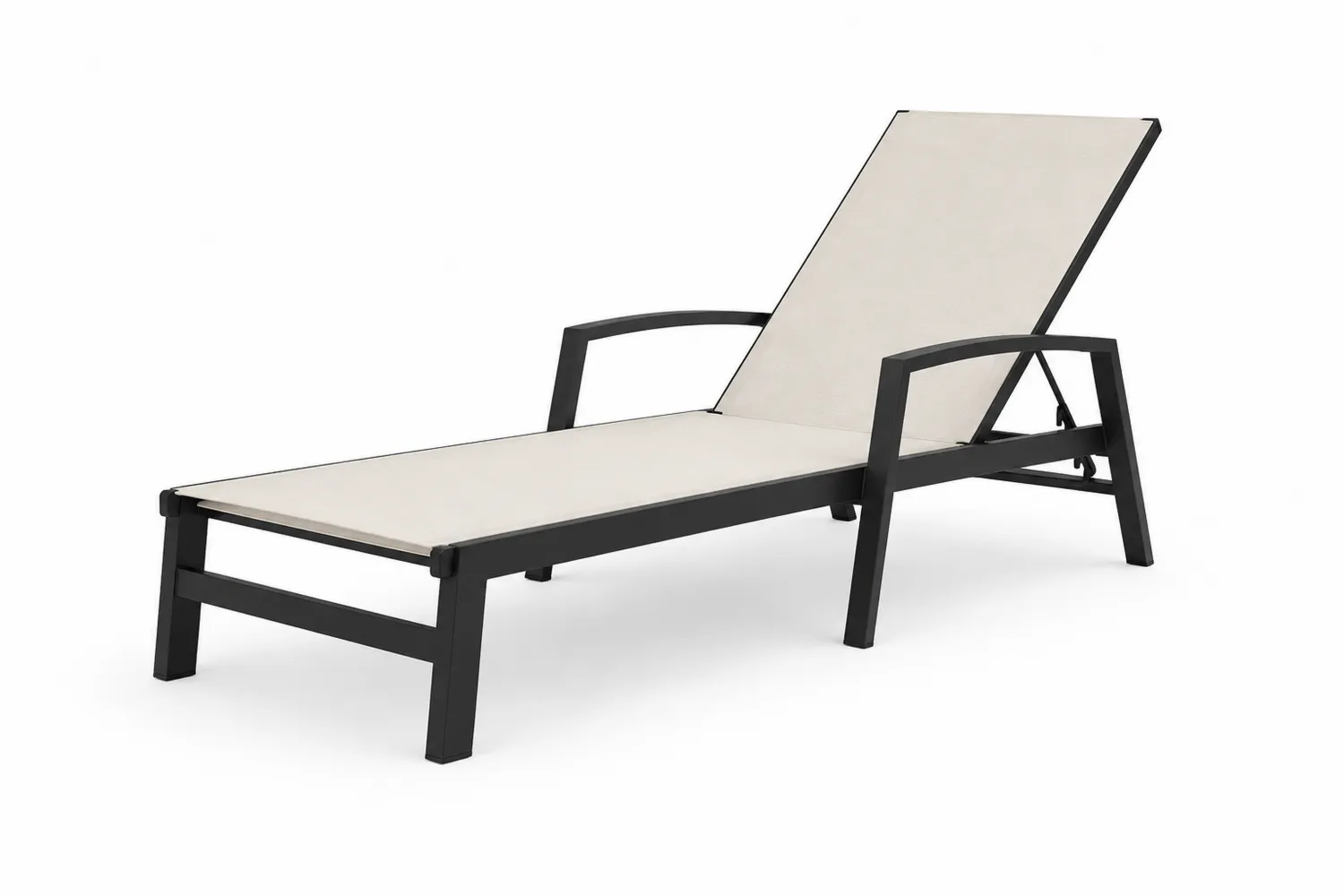 Aluminium Liegestuhl Textilene Outdoor Verstellbar Beige/Schwarz