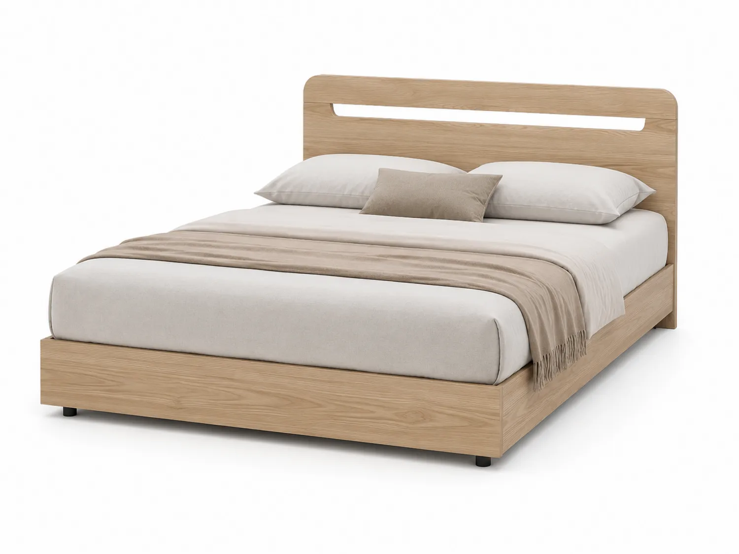 Holzbett mit Kopfteil 200x160 cm Natur
