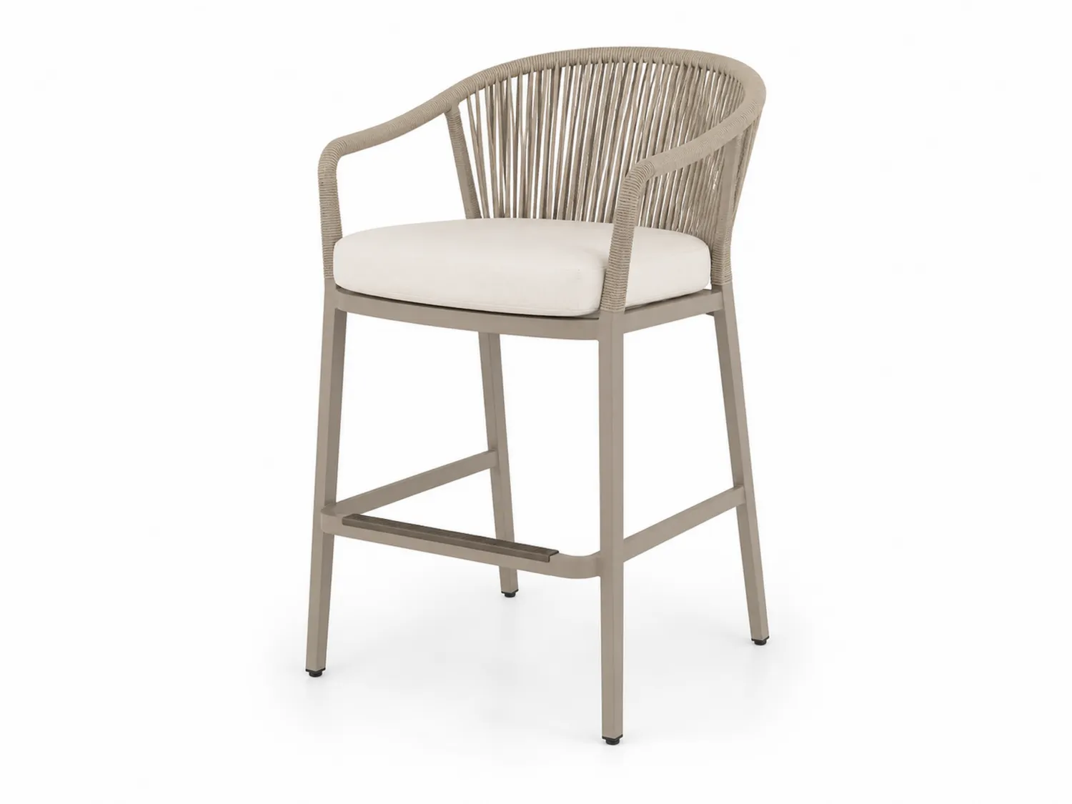 Barhocker aus Aluminium mit Polyesterseil, Beige