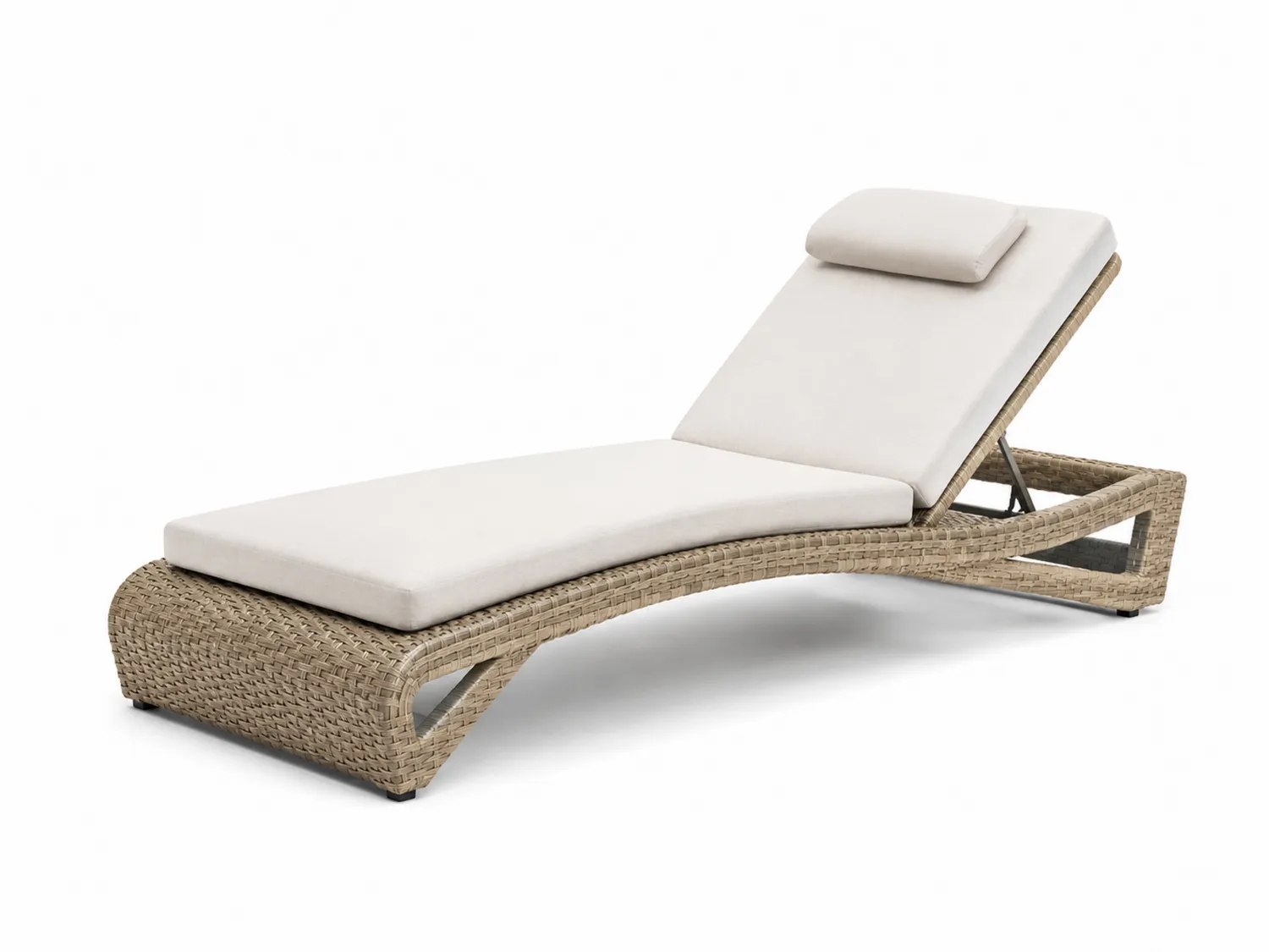 Verstellbare Outdoor-Rattanliege mit Kissen Beige