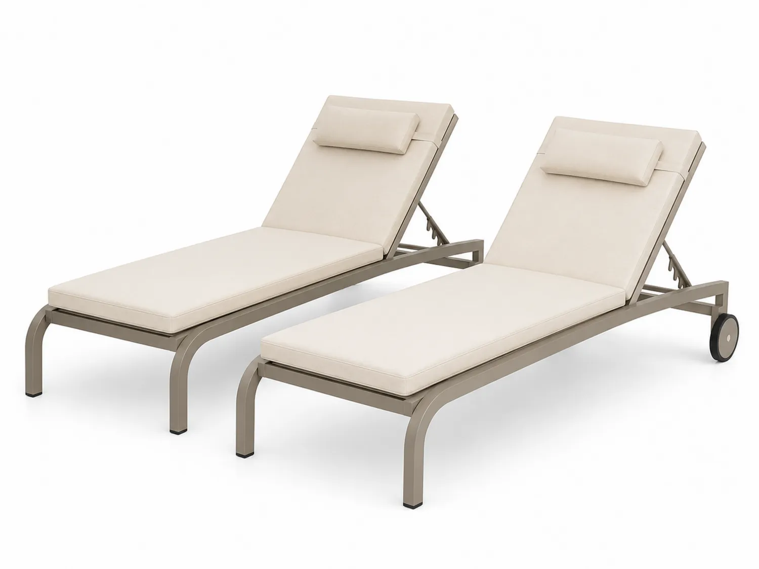 Aluminium Liegestuhl Set mit Polyesterkissen Beige