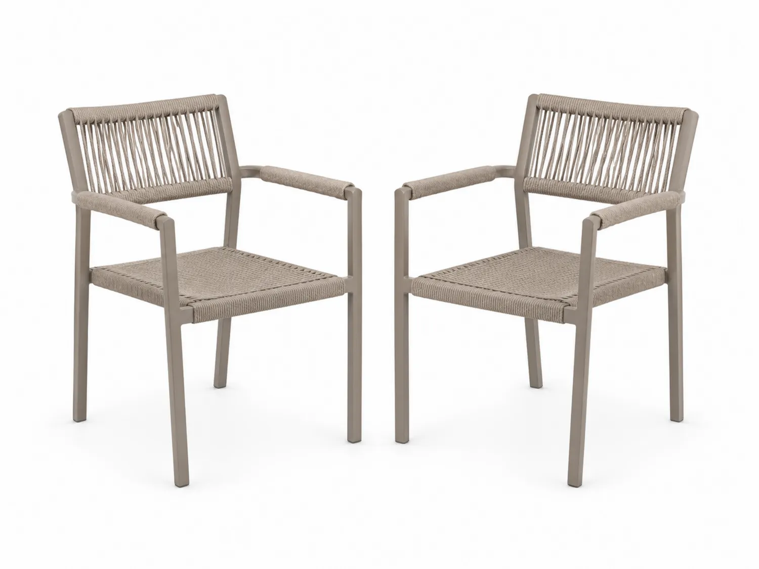 2er-Set Gartenstühle Polypropylen Seilgeflecht Taupe 55 x 60 x 85 cm