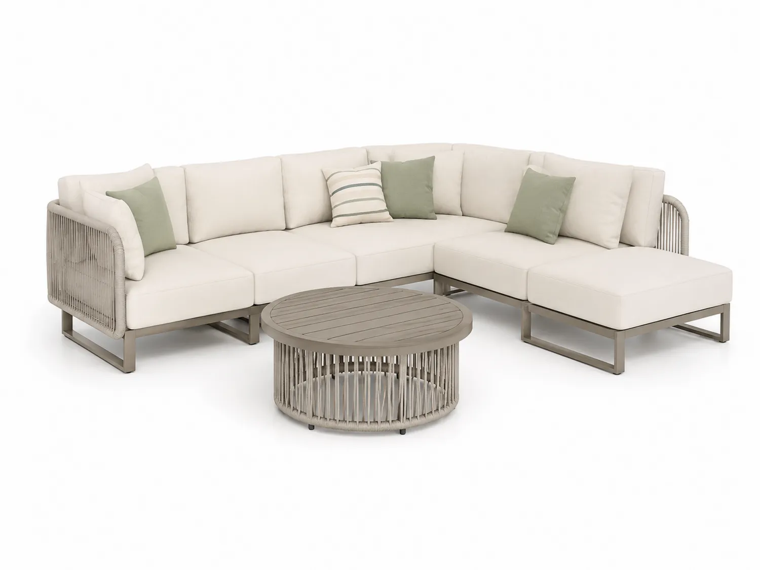 Ecksofa-Set Aluminium Beige/Braun