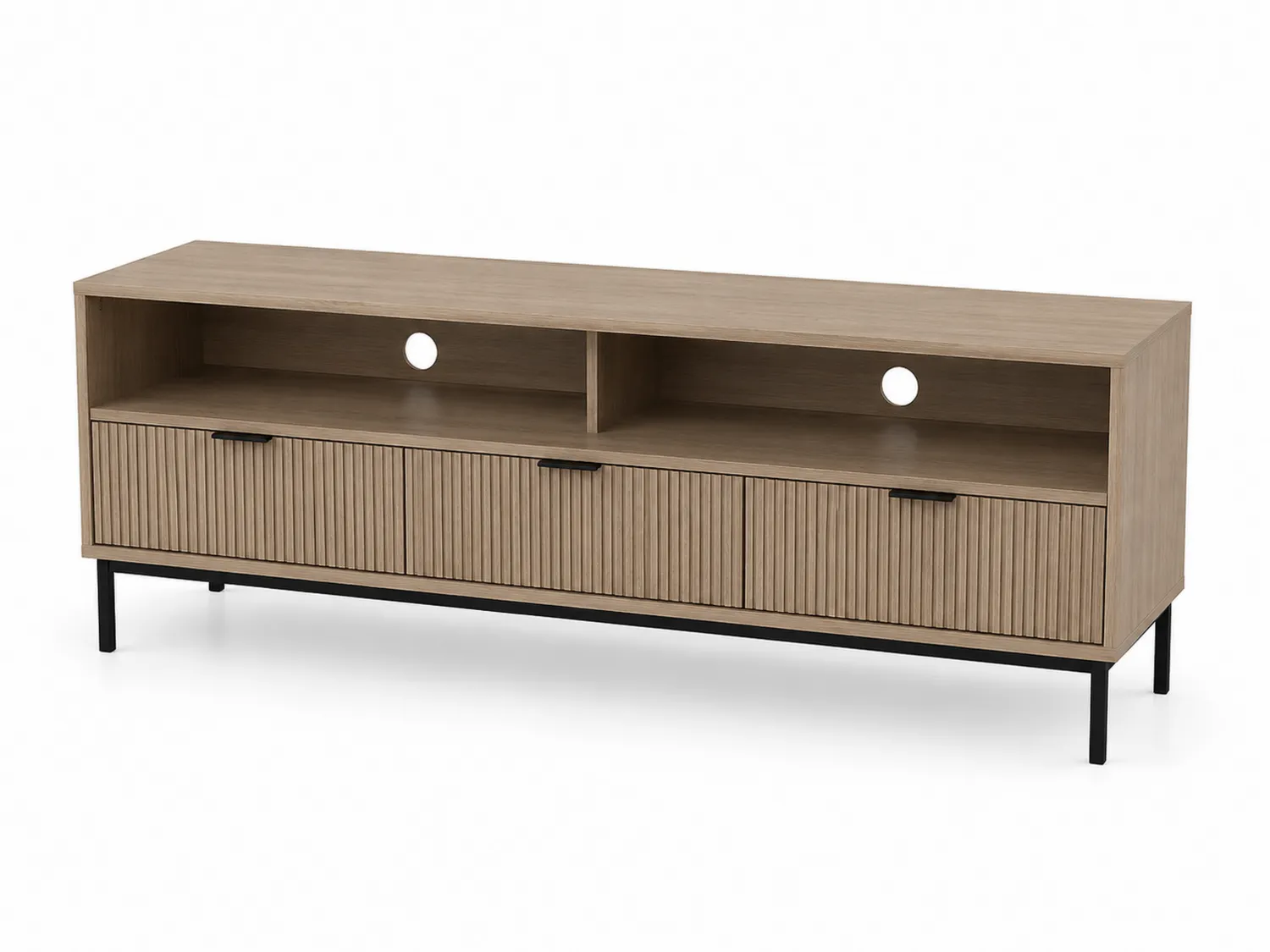 TV-Schrank aus Holz und Metallrahmen, Eiche
