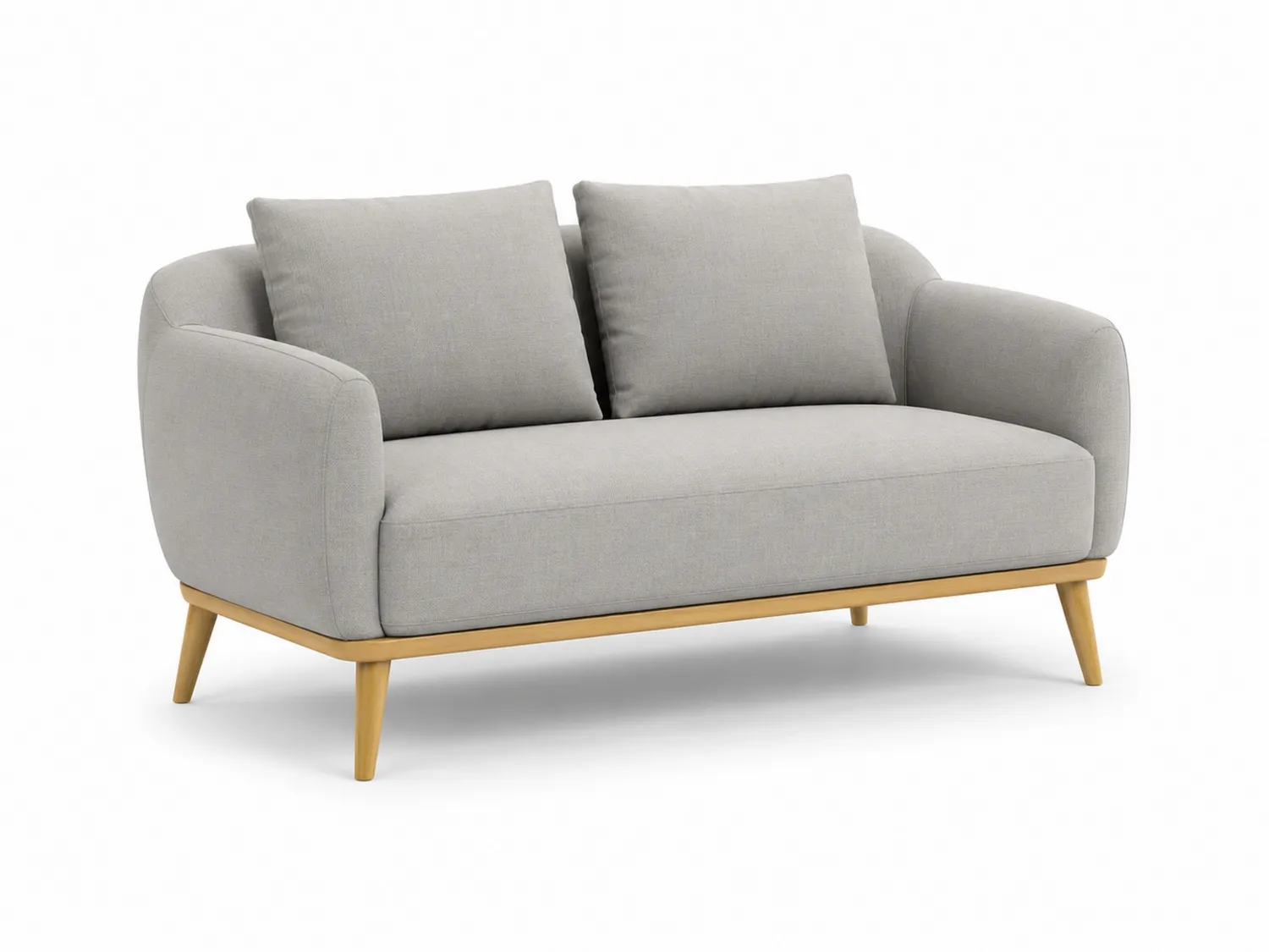 Zweisitzer Sofa mit Holzbeinen in Hellgrau