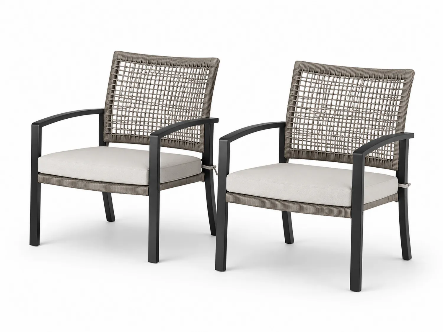 2er-Set Outdoor-Sessel aus Aluminium und Polyethylengeflecht, Grau