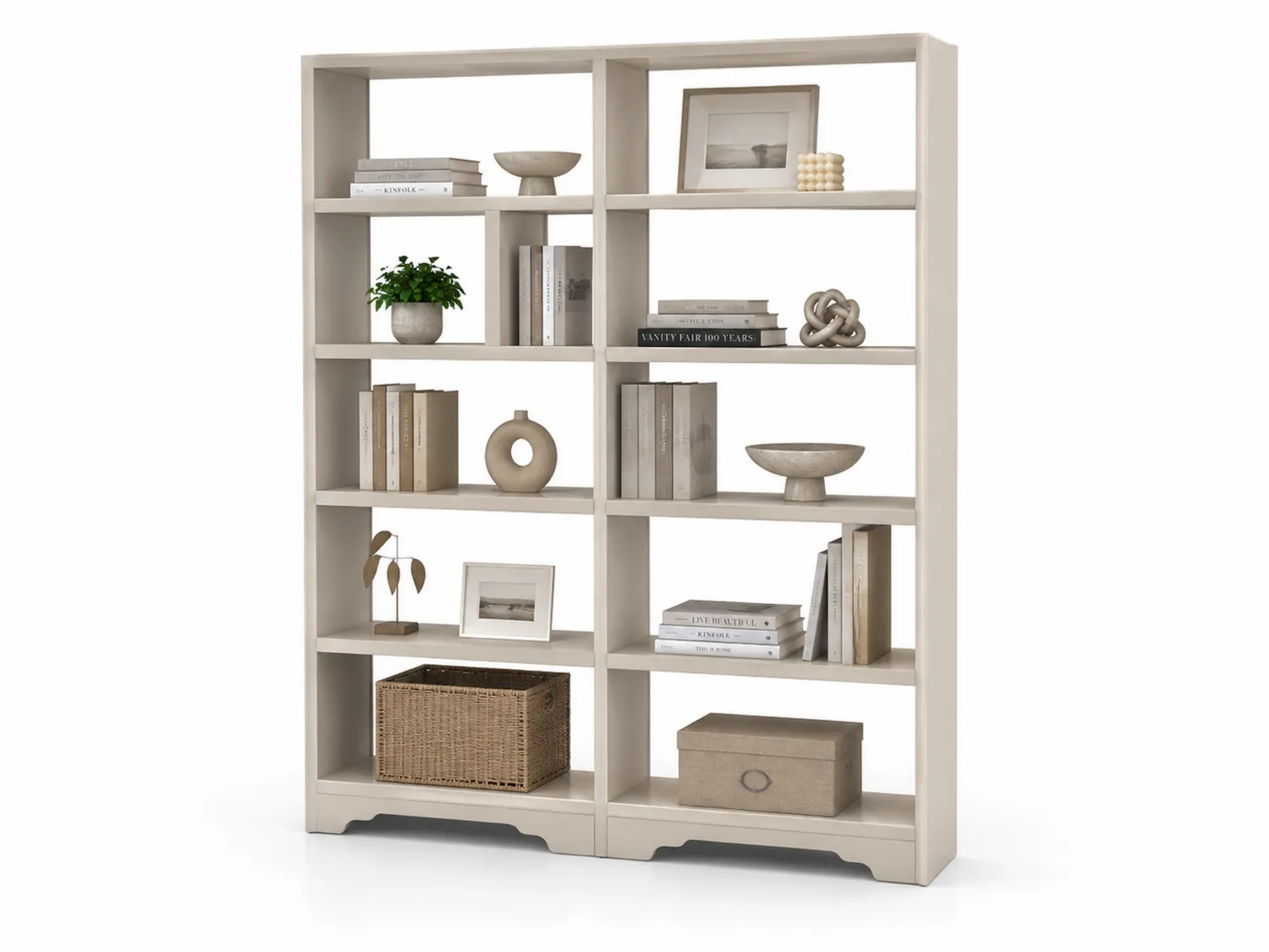 Bücherregal Set Holzwerkstoff Beige 80x30x180cm