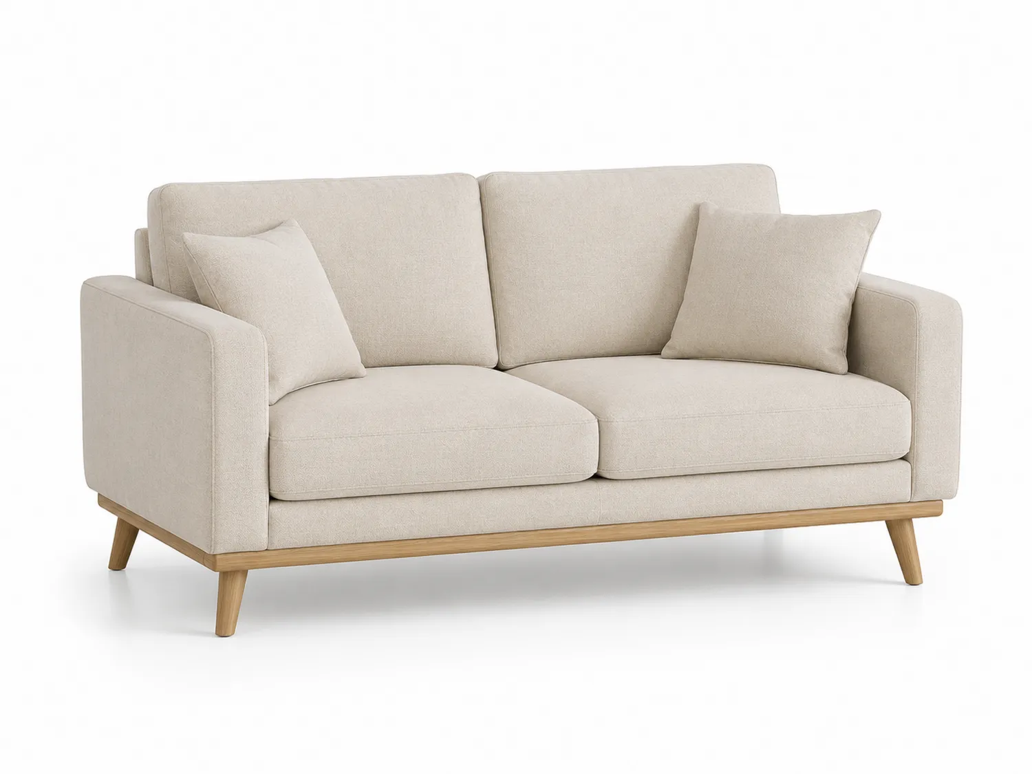 Zweisitzer Sofa Stoff Beige Massivholz 150cm