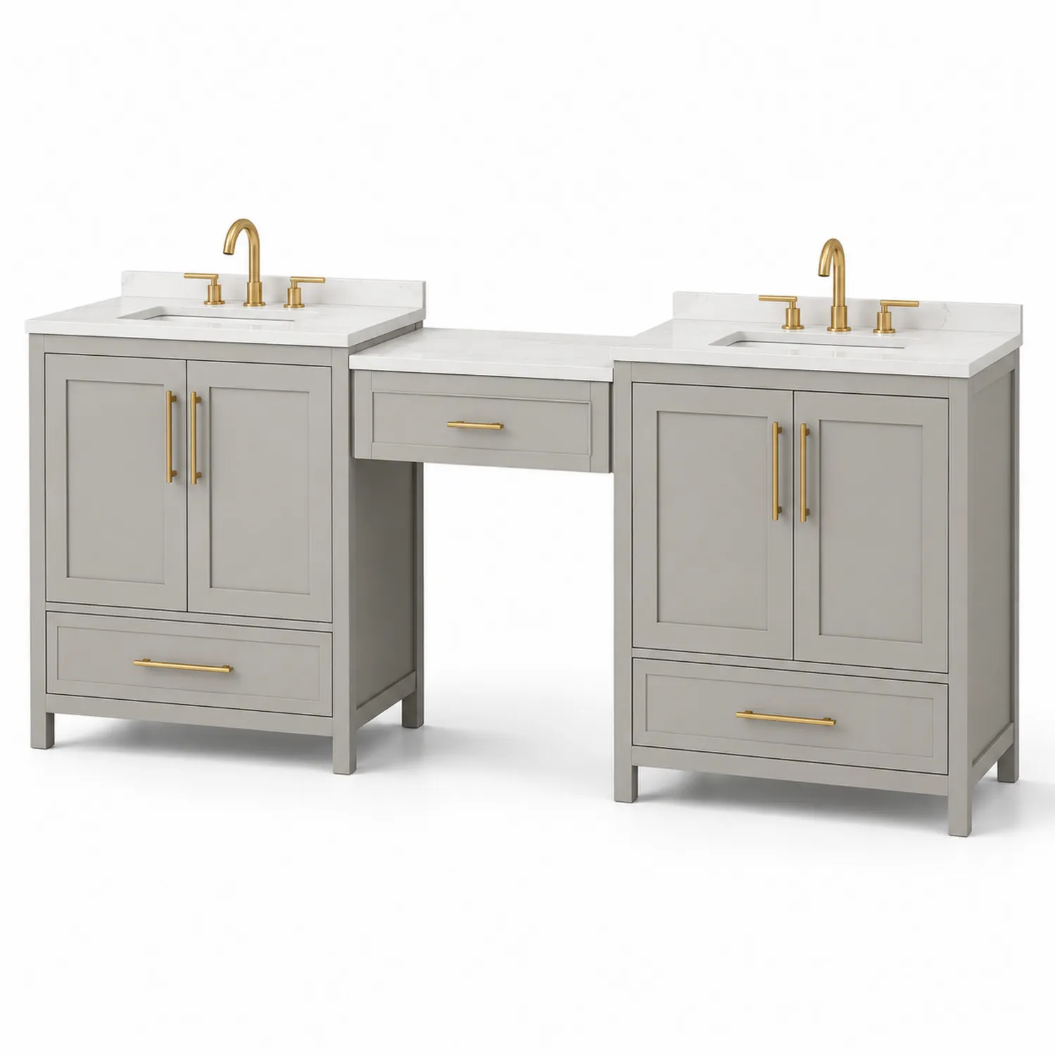 Doppelwaschtisch Set mit Marmor, MDF, 161 cm