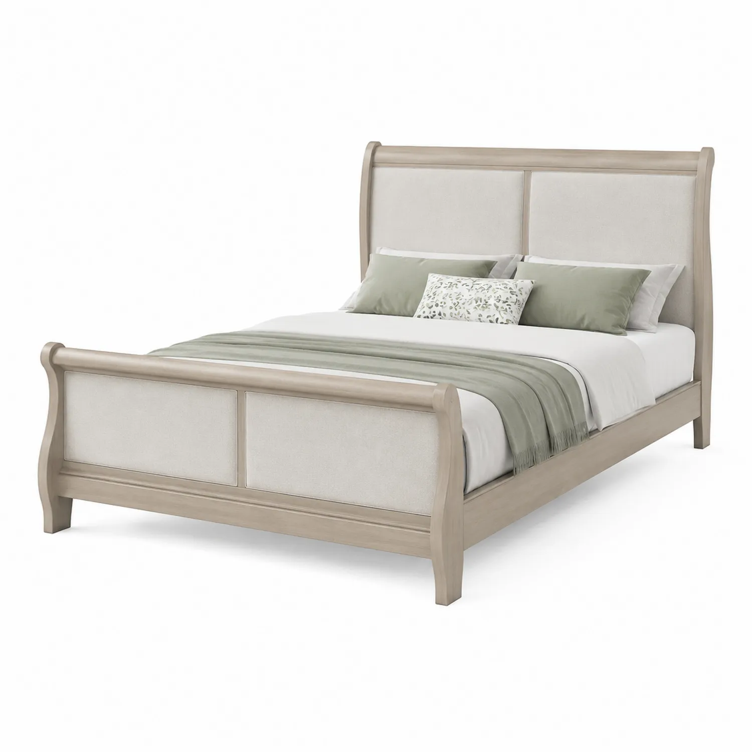 Doppelbett Holz Kunstleder 200x180 cm Beige