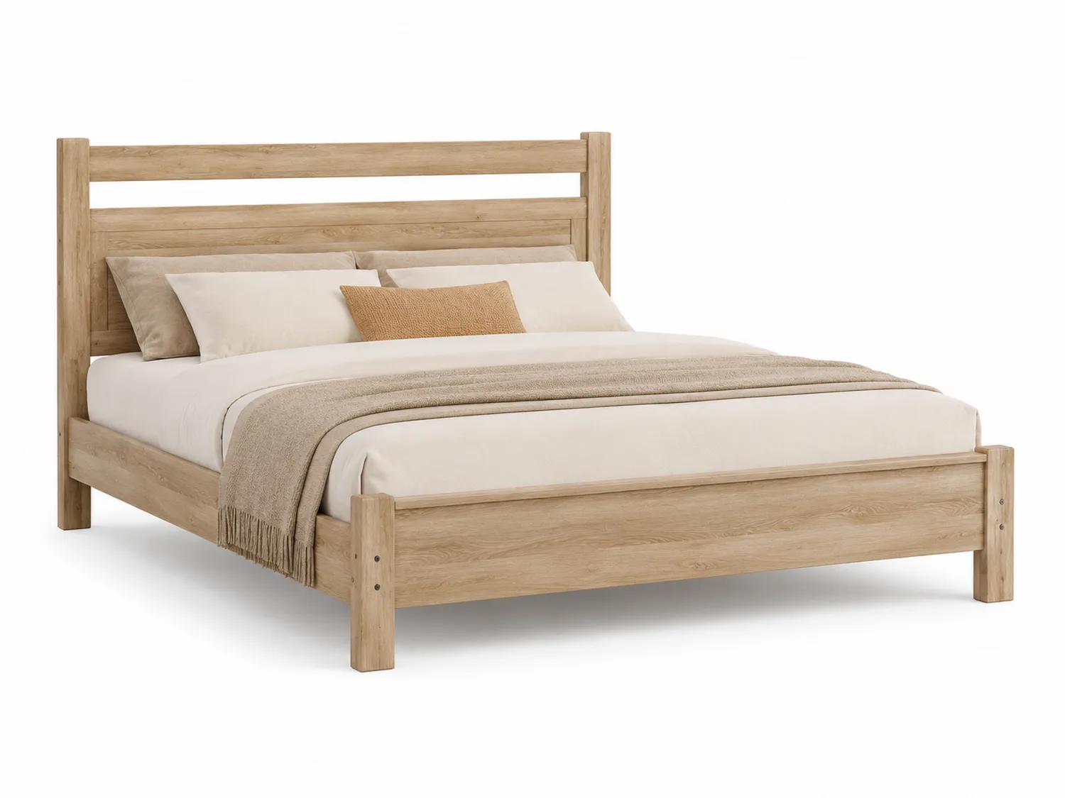 Bett aus Eichenholz 200x160 cm Natur