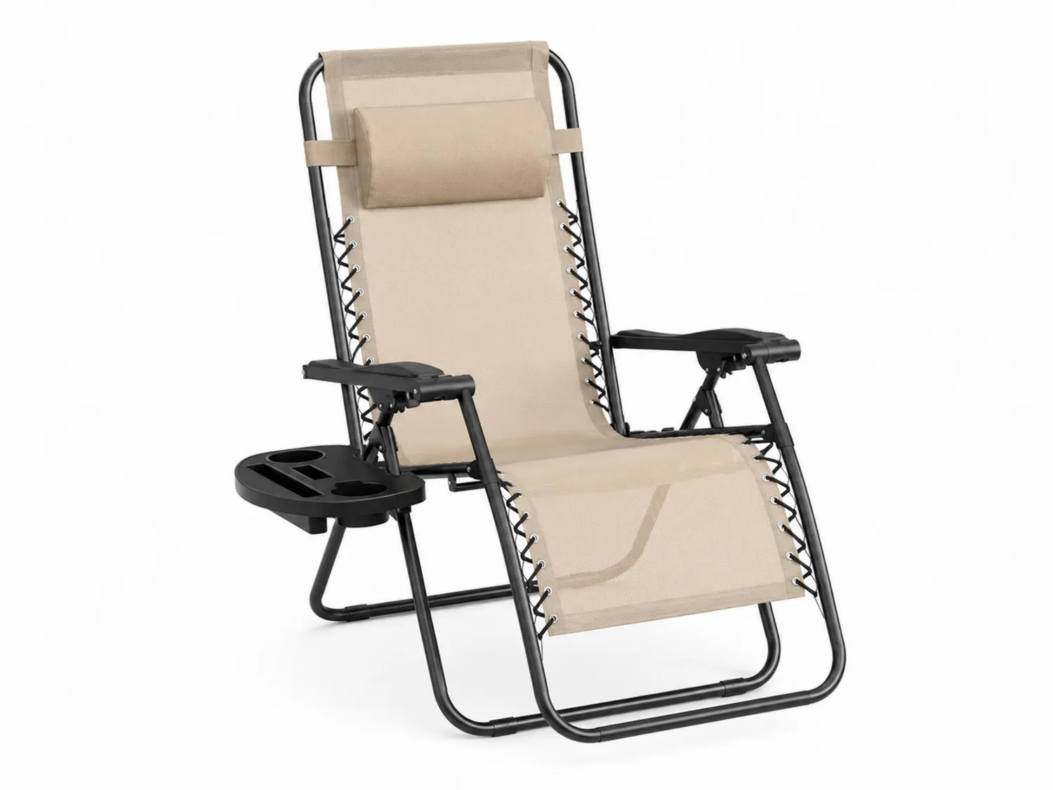 Verstellbarer Gartenstuhl Stahl Polyestergewebe Beige