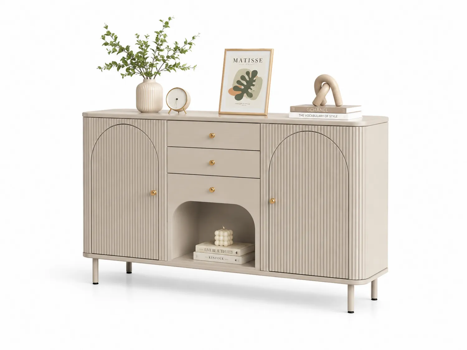 Beiges Sideboard aus MDF mit 2 Türen und 3 Schubladen