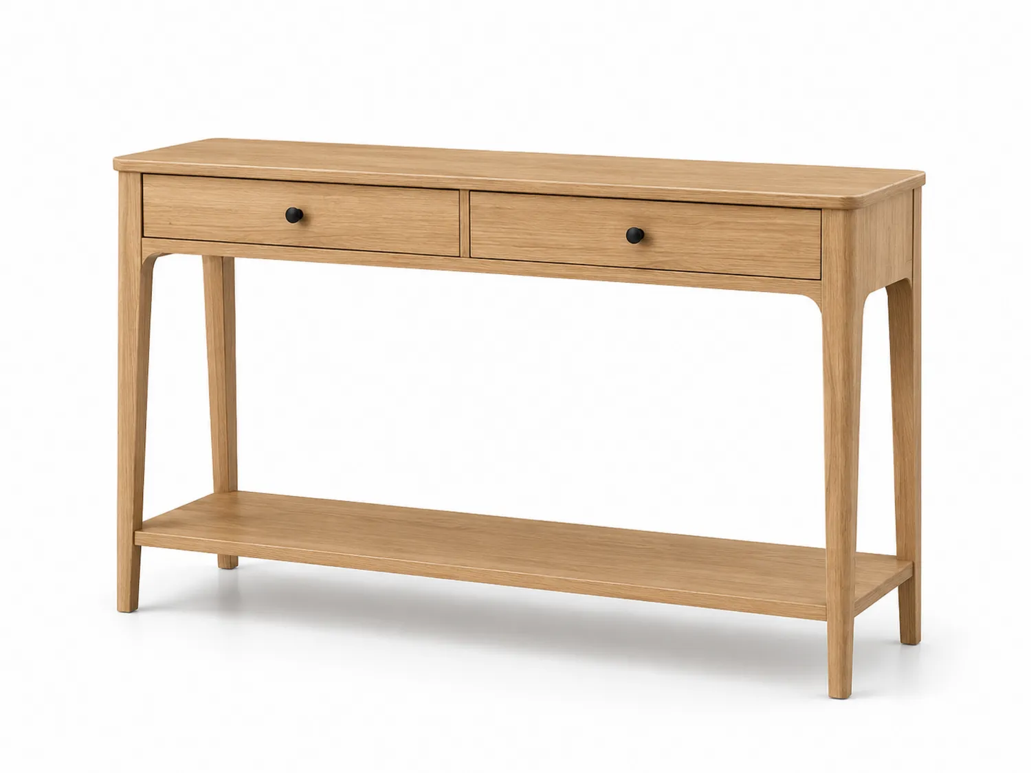 Holz Konsolentisch mit Schubladen und Regal Natur