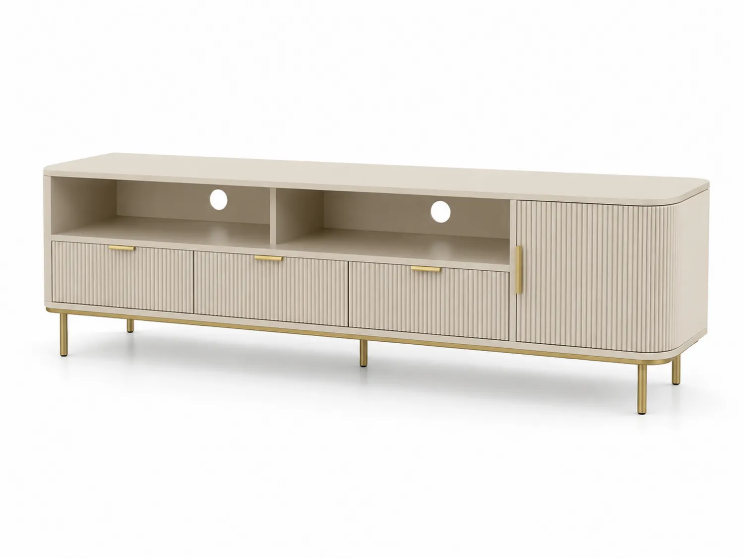 TV-Schrank Holz Metall Beige