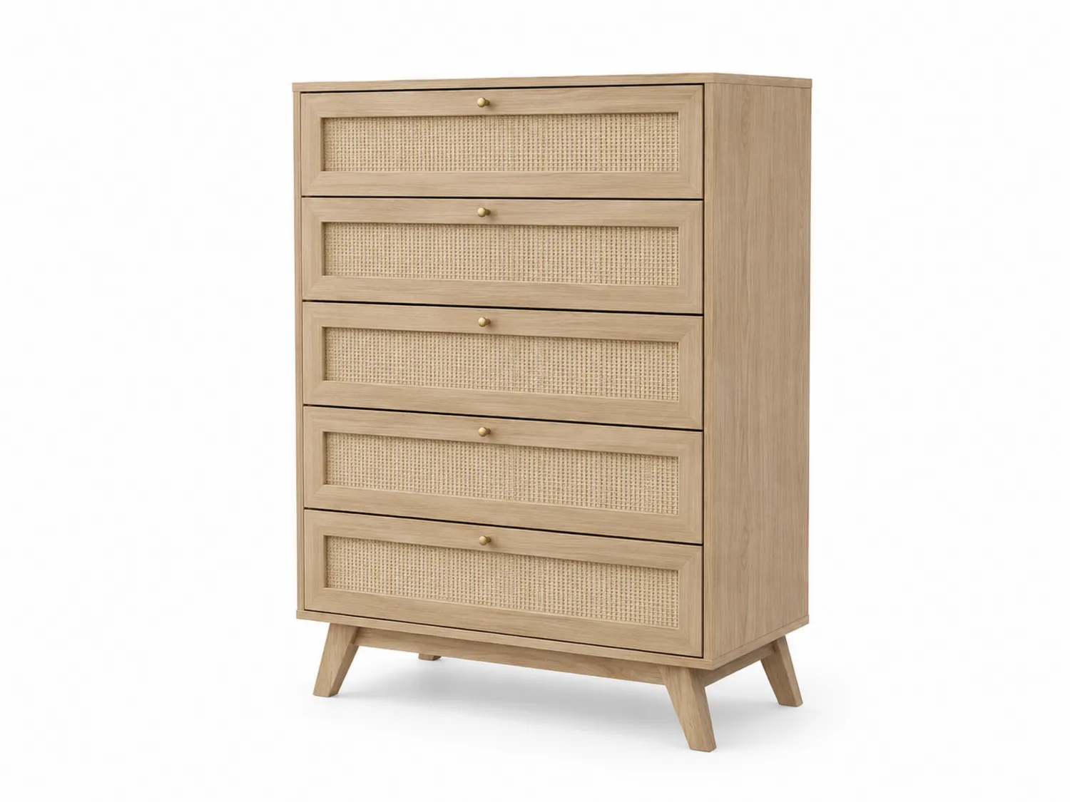Holzkommode mit Rattan-Einsätzen, 120 cm